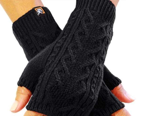 black EK Wool Fingerless Mittens