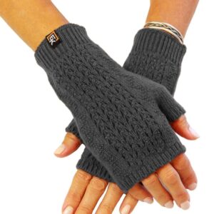 Grey Knit EK Alpaca Fingerless Mittens