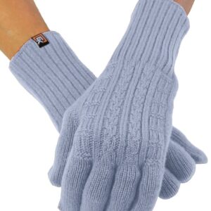 Grey Blue Cable Knit EK Alpaca Gloves