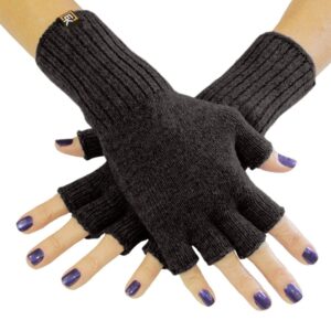 dark brown wool fingerless gloves