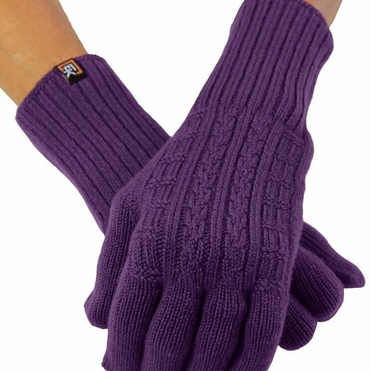 Purple Cable Knit EK Alpaca Gloves